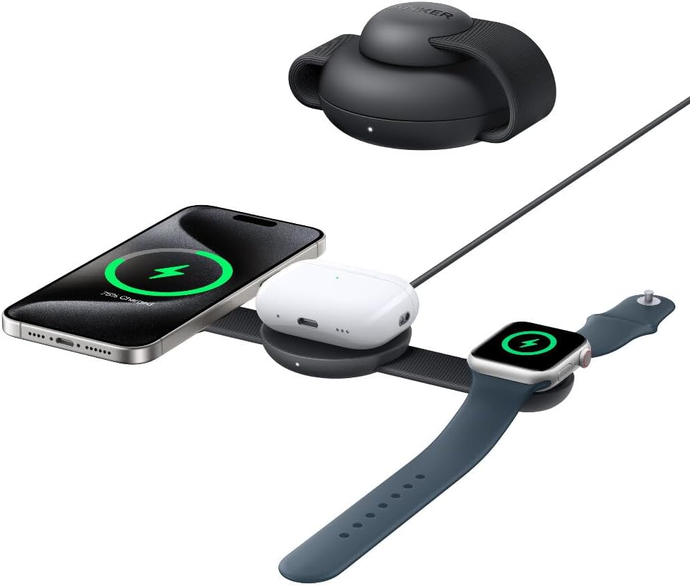 Anker MagGo Wireless Charging Station (3-in-1, Foldable Pad) - Miles Telecom Trading LLC