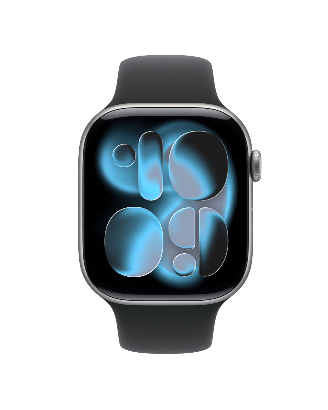 Smartwatch with a black band on a white background