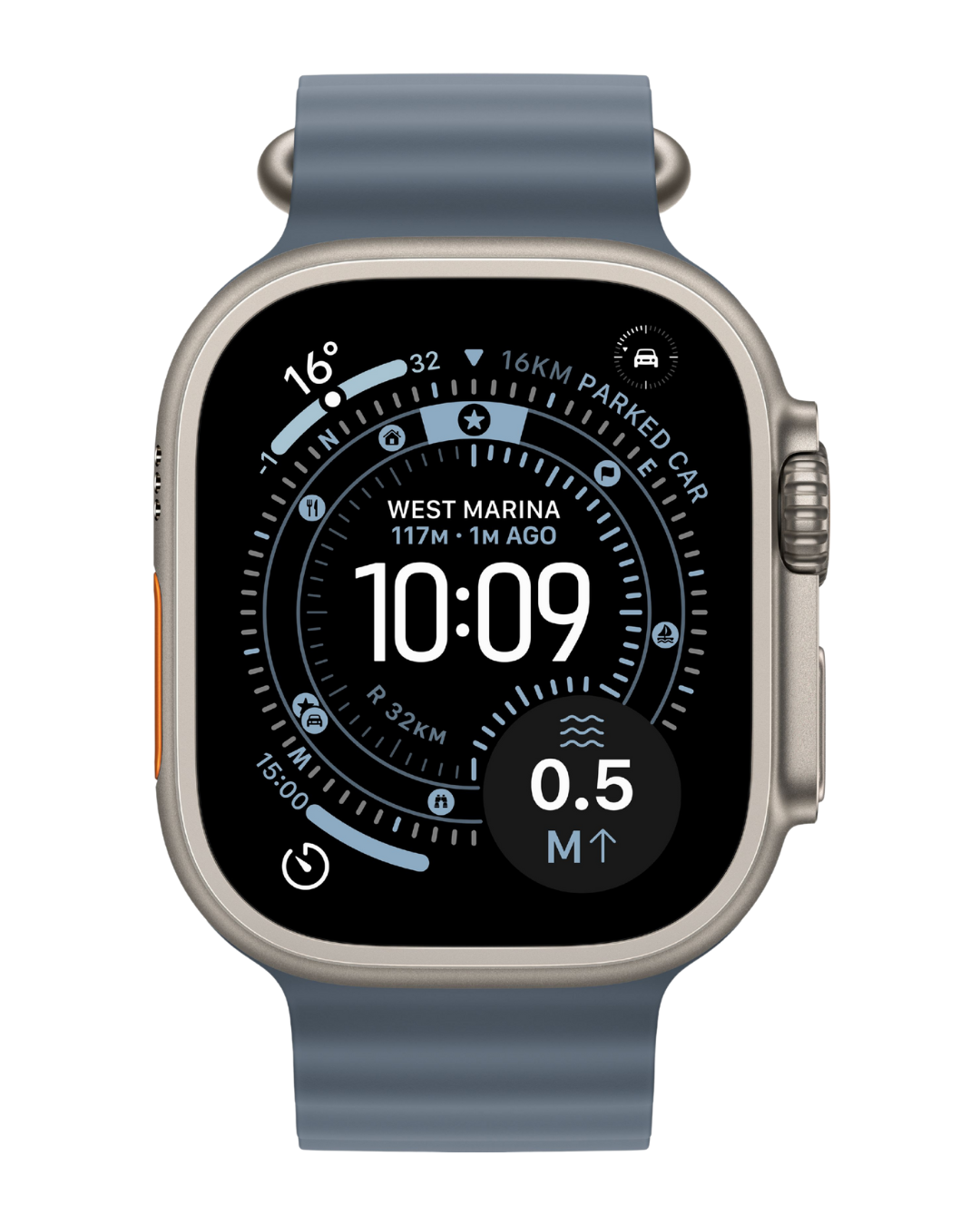 Apple Watch Ultra 3 49mm 2025 Natural Titanium Case with Anchor Blue Ocean Band