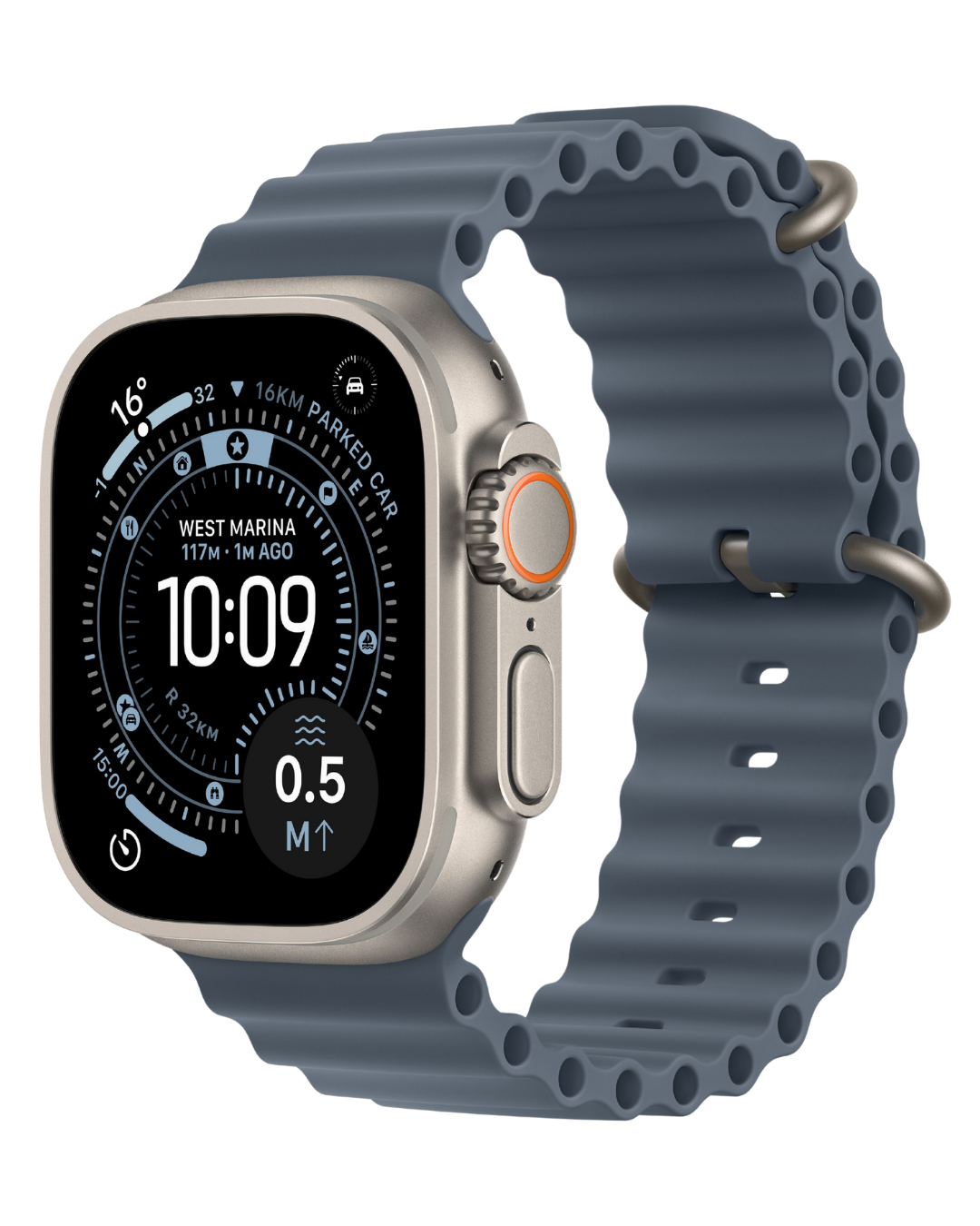 Apple Watch Ultra 3 49mm 2025 Natural Titanium Case with Anchor Blue Ocean Band