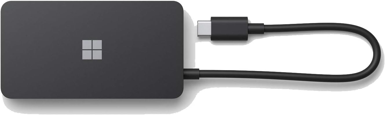 Microsoft Surface USB C Travel Hub HDMI, VGA, A, and Ethernet Ports, Black, SWV-00010