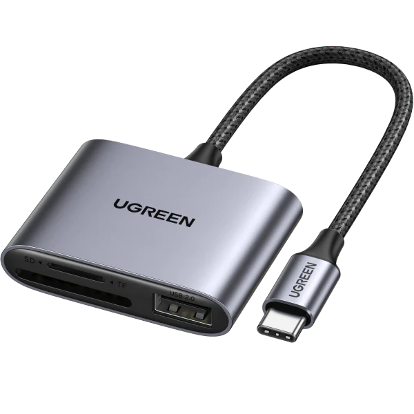 UGREEN CM387-80798B 3-in-1 USB-C Memory Card Reader SD/TF + USB 2.0