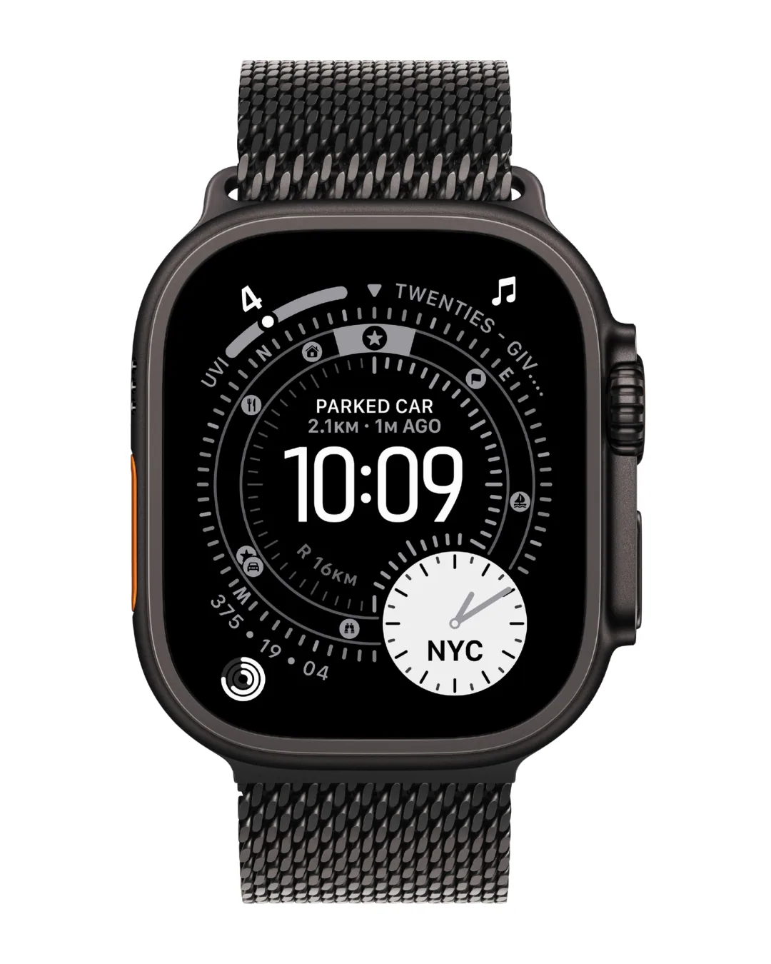 Apple Watch Ultra 3 49mm 2025 Black Titanium Case with Black Titanium Milanese Loop view 2