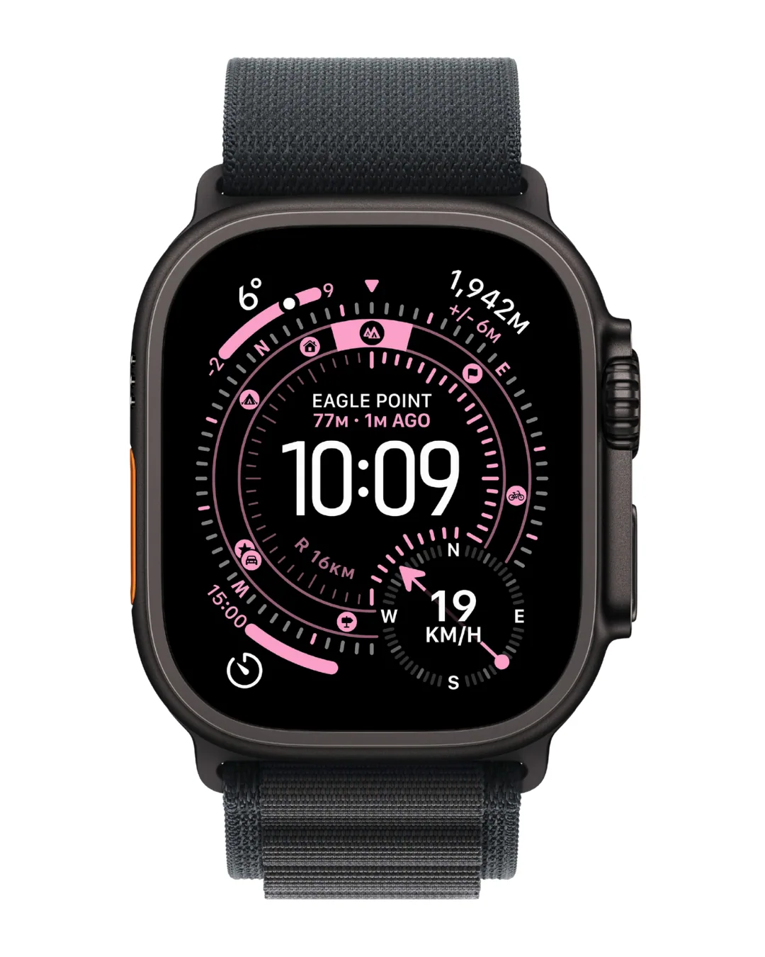 Apple Watch Ultra 3 49mm 2025 Black Titanium Case with Black Alpine Loop view 2