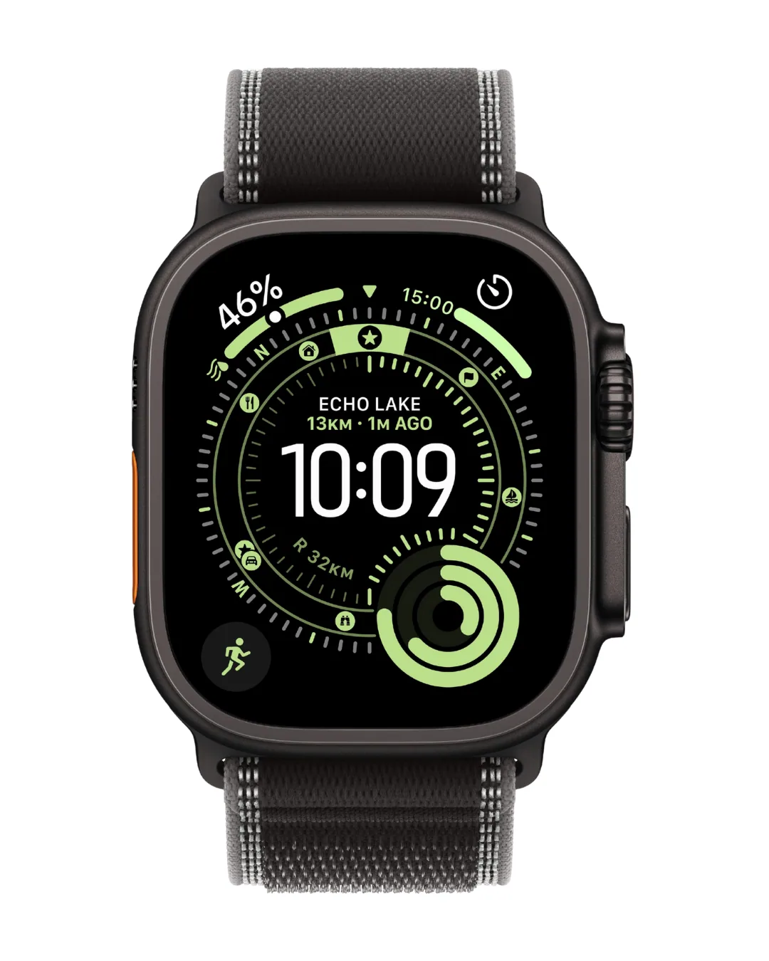 Apple Watch Ultra 3 49mm 2025 Black Titanium Case with Black/Charcoal Trail Loop view 2