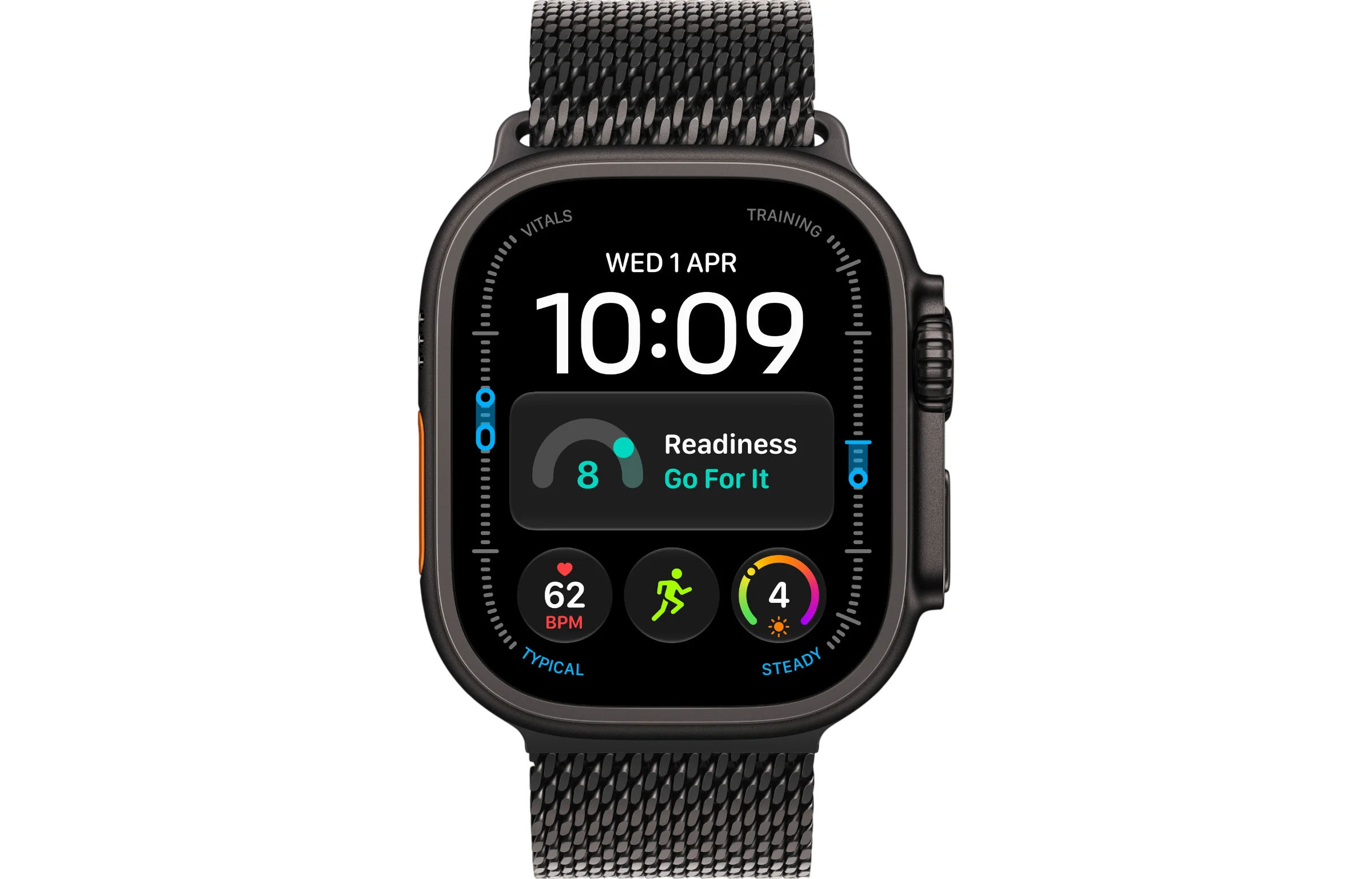 Apple Watch Ultra 4 49mm GPS + Cellular Black Titanium Case with Titanium Milanese Loop view 2