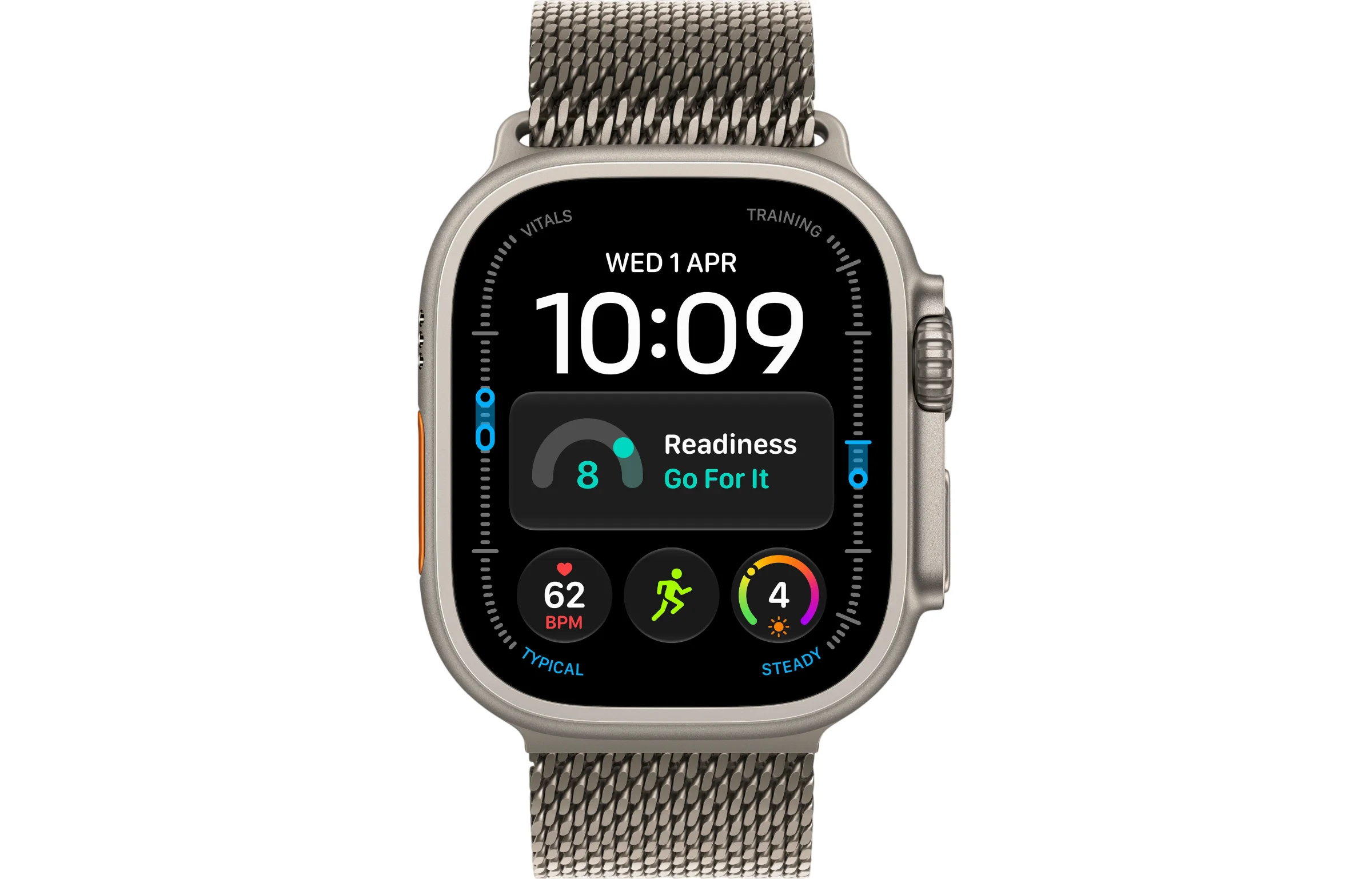 Apple Watch Ultra 4 49mm GPS + Cellular Natural Titanium Case with Titanium Milanese Loop view 2